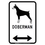 画像2: DOBERMAN [MAGSIGN] シルエット＆矢印 アメリカン道路標識 英語犬種名 マグネット/ステッカー：ホワイト(立ち耳) (2)