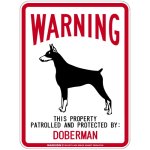 画像1: [MAGSIGN] DOBERMAN 注意 英語 WARNING 警告/保護/警戒 車 屋外用 マグネット＆ステッカー 日本製：ドーベルマン(立ち耳) (1)