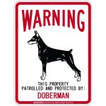 画像2: [MAGSIGN] DOBERMAN 注意 英語 WARNING 警告/保護/警戒 車 屋外用 マグネット＆ステッカー 日本製：ドーベルマン(立ち耳) (2)
