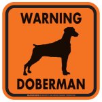 画像4: [MAGSIGN] WARNING DOBERMAN マグネット＆ステッカー：ドーベルマン/垂れ耳(ホワイト/イエロー/オレンジ) 注意 英語 正方形 車＆屋外用(防水性/耐光性) 日本製 (4)