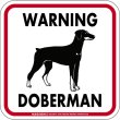 画像1: [MAGSIGN] WARNING DOBERMAN マグネット＆ステッカー：ドーベルマン/垂れ耳(ホワイト/イエロー/オレンジ) 注意 英語 正方形 車＆屋外用(防水性/耐光性) 日本製 (1)