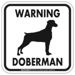 画像2: [MAGSIGN] WARNING DOBERMAN マグネット＆ステッカー：ドーベルマン/垂れ耳(ホワイト/イエロー/オレンジ) 注意 英語 正方形 車＆屋外用(防水性/耐光性) 日本製 (2)