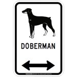 画像2: DOBERMAN [MAGSIGN] シルエット＆矢印 アメリカン道路標識 英語犬種名 マグネット/ステッカー：ホワイト(垂れ耳) (2)