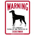 画像1: [MAGSIGN] DOBERMAN 注意 英語 WARNING 警告/保護/警戒 車 屋外用 マグネット＆ステッカー 日本製：ドーベルマン(垂れ耳) (1)