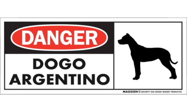 画像1: [MAGSIGN] ドゴアルヘンティーノ マグネット＆ステッカー 英語 危ない 危険 DANGER DOGO ARGENTINO 対象:車(ドア/ガラス/ボディ)・屋外(玄関扉/窓ガラス/メールポスト) 日本製 (1)