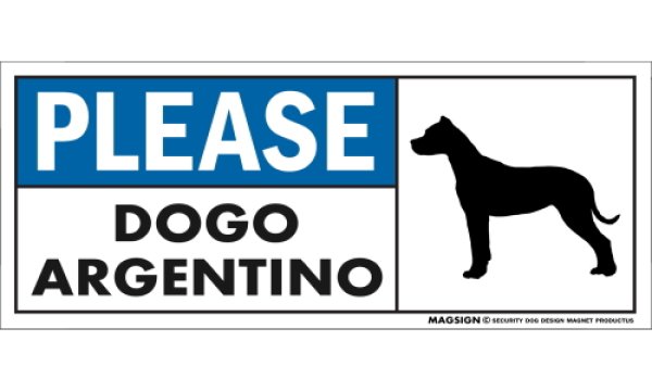 画像1: [MAGSIGN] ドゴアルヘンティーノ マグネット＆ステッカー 犬 英語 喜ばせる 満足させる PLEASE DOGO ARGENTINO 対象:車(ドア/ガラス/ボディ)・屋外(玄関扉/窓ガラス/メールポスト) 日本製 (1)