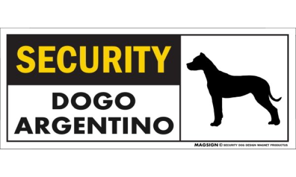 画像1: [MAGSIGN] ドゴアルヘンティーノ セキュリティーマグネット＆ステッカー 英語 警備 防犯 SECURITY DOGO ARGENTINO 対象:車(ドア/ガラス/ボディ)・屋外(玄関扉/窓ガラス/メールポスト) 日本製 (1)