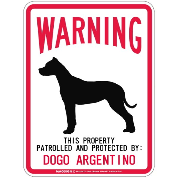 画像1: [MAGSIGN] DOGO ARGENTINO 注意 英語 WARNING 警告/保護/警戒 車 屋外用 マグネット＆ステッカー 日本製：ドゴアルヘンティーノ (1)