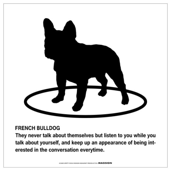 画像1: FRENCH BULLDOG'S POEM [MAGSIGN] ポエムシリーズ マグネット＆ステッカー 防水/耐水・耐光性 日本製 英語＆シルエット：フレンチブルドッグ（ホワイト/イエロー） (1)