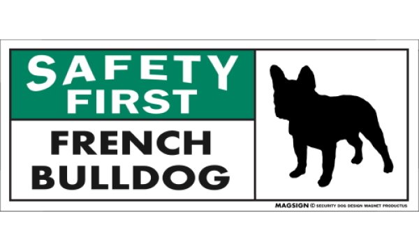 画像1: [MAGSIGN] フレンチブルドッグ マグネット＆ステッカー 英語 安全第一 SAFETY FIRST FRENCH BULLDOG 対象:車(ドア/ガラス/ボディ)・屋外(玄関扉/窓ガラス/メールポスト) 日本製 (1)