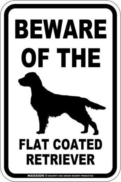 画像1: [MAGSIGN] フラットコーテッドレトリーバー 注意 英語 マグネット＆ステッカー BEWARE OF THE FLAT COATED RETRIEVER 車/屋外用 日本製 (1)