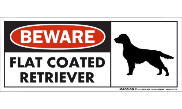 画像1: [MAGSIGN] フラットコーテッドレトリーバー マグネット＆ステッカー 犬 注意 英語 BEWARE FLAT COATED RETRIEVER 対象:車(ドア/ガラス/ボディ)・屋外(玄関扉/窓ガラス/メールポスト) 日本製 (1)