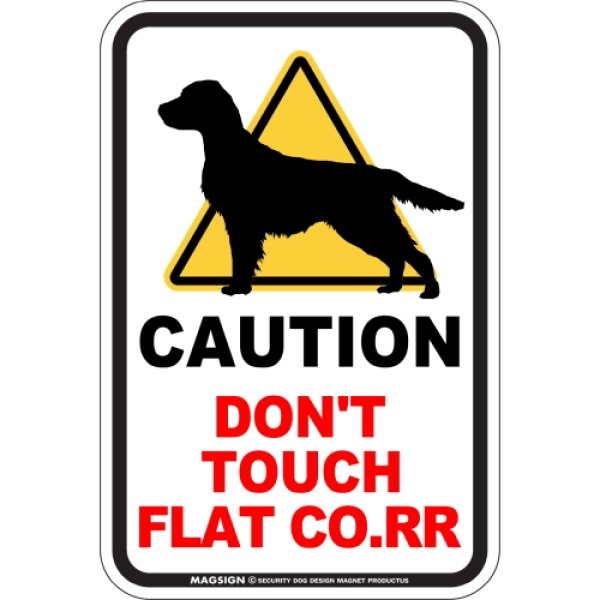 画像1: [MAGSIGN] 犬に手を出さない/触れない/さわらない マグネット＆ステッカー 英語 注意 日本製 CAUTION DON'T TOUCH：フラットコーテッドレトリーバー (1)