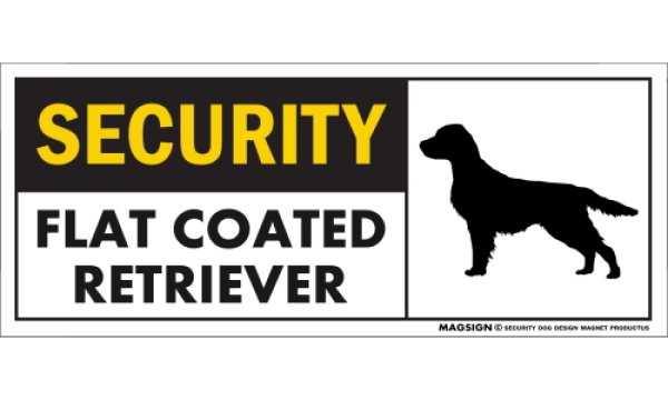 画像1: [MAGSIGN] フラットコーテッドレトリーバー セキュリティーマグネット＆ステッカー 英語 警備 防犯 SECURITY FLAT COATED RETRIEVER 対象:車(ドア/ガラス/ボディ)・屋外(玄関扉/窓ガラス/メールポスト) 日本製 (1)