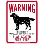 画像1: [MAGSIGN] FLAT COATED RETRIEVER 注意 英語 WARNING 警告/保護/警戒 車 屋外用 マグネット＆ステッカー 日本製：フラットコーテッドレトリーバー (1)