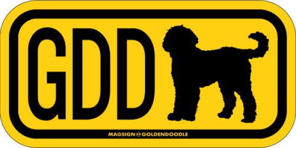 画像1: [MAGSIGN] ゴールデンドゥードル イニシャル(アルファベット３文字) シルエット マグネット＆ステッカー GOLDENDOODLE  ローマ字ロゴ入り 車/屋外用 日本製 (1)