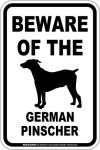 画像1: [MAGSIGN] ジャーマンピンシャー 注意 英語 マグネット＆ステッカー BEWARE OF THE GERMAN PINSCHER 車/屋外用 日本製 (1)