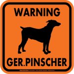 画像3: [MAGSIGN] WARNING GERMAN PINSCHER マグネット＆ステッカー：ジャーマンピンシャー(ホワイト/イエロー/オレンジ) 注意 英語 正方形 車＆屋外用(防水性/耐光性) 日本製 (3)