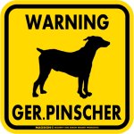 画像2: [MAGSIGN] WARNING GERMAN PINSCHER マグネット＆ステッカー：ジャーマンピンシャー(ホワイト/イエロー/オレンジ) 注意 英語 正方形 車＆屋外用(防水性/耐光性) 日本製 (2)