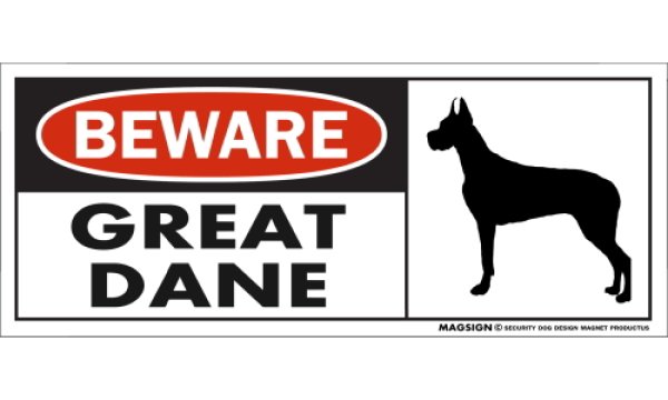 画像1: [MAGSIGN] グレートデーン(立耳) マグネット＆ステッカー 犬 注意 英語 BEWARE GREAT DANE 対象:車(ドア/ガラス/ボディ)・屋外(玄関扉/窓ガラス/メールポスト) 日本製 (1)