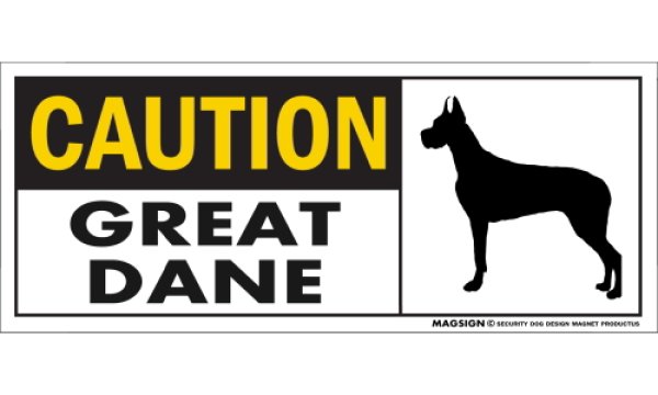 画像1: [MAGSIGN] グレートデーン(立耳) マグネット＆ステッカー 英語 警戒 CAUTION GREAT DANE 対象:車(ドア/ガラス/ボディ)・屋外(玄関扉/窓ガラス/メールポスト) 日本製 (1)