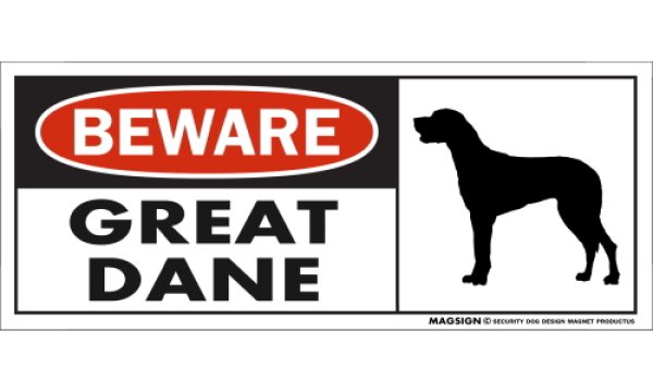 画像1: [MAGSIGN] グレートデーン(垂耳) マグネット＆ステッカー 犬 注意 英語 BEWARE GREAT DANE 対象:車(ドア/ガラス/ボディ)・屋外(玄関扉/窓ガラス/メールポスト) 日本製 (1)