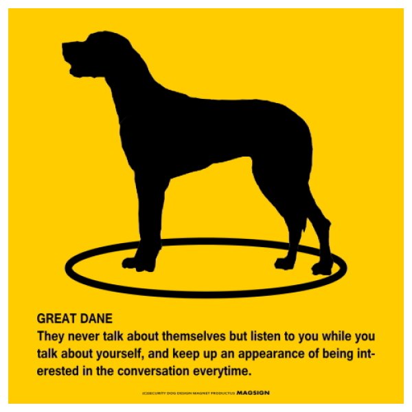 画像1: GREAT DANE'S POEM [MAGSIGN] ポエムシリーズ マグネット＆ステッカー 防水/耐水・耐光性 日本製 英語＆シルエット：グレートデーンN（イエロー） (1)