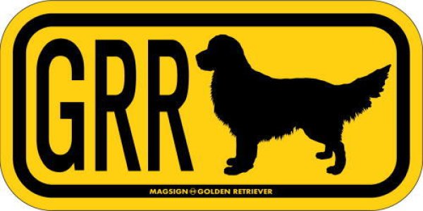 画像1: [MAGSIGN] ゴールデンレトリバー イニシャル(アルファベット３文字) シルエット マグネット＆ステッカー GOLDEN RETRIEVER ローマ字ロゴ入り 車/屋外用 日本製 (1)