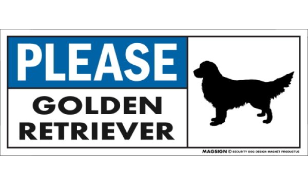 画像1: [MAGSIGN] ゴールデンレトリーバー マグネット＆ステッカー 犬 英語 喜ばせる 満足させる PLEASE GOLDEN RETRIEVER 対象:車(ドア/ガラス/ボディ)・屋外(玄関扉/窓ガラス/メールポスト) 日本製 (1)