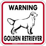 画像1: [MAGSIGN] WARNING GOLDEN RETRIEVER マグネット＆ステッカー：ゴールデンレトリーバー(ホワイト/イエロー/オレンジ) 注意 英語 正方形 車＆屋外用(防水性/耐光性) 日本製 (1)
