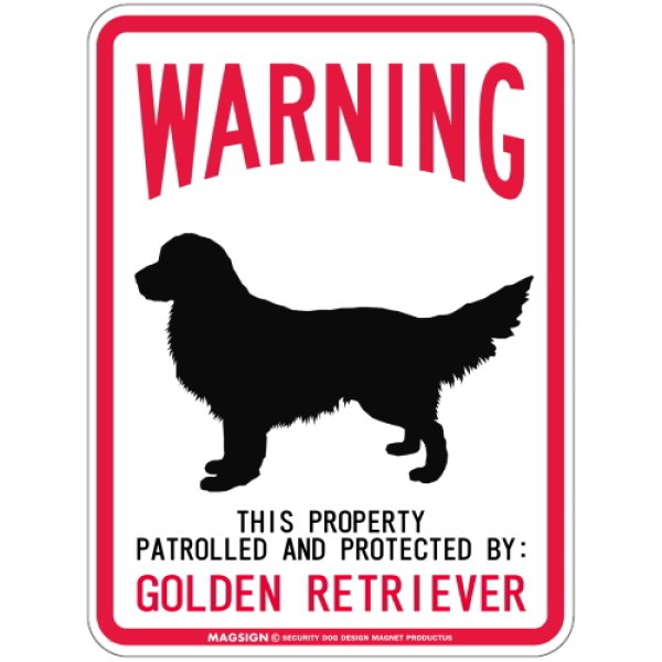 画像1: [MAGSIGN] GOLDEN RETRIEVER 注意 英語 WARNING 警告/保護/警戒 車 屋外用 マグネット＆ステッカー 日本製：ゴールデンレトリーバー (1)