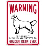 画像1: [MAGSIGN] GOLDEN RETRIEVER 注意 英語 WARNING 警告/保護/警戒 車 屋外用 マグネット＆ステッカー 日本製：ゴールデンレトリーバー (1)