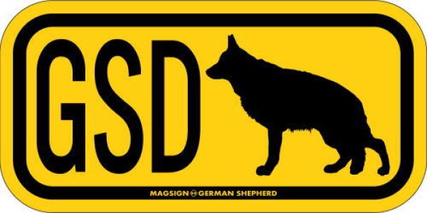 画像1: [MAGSIGN] ジャーマンシェパード イニシャル(アルファベット３文字) シルエット マグネット＆ステッカー GERMAN SHEPHERD ローマ字ロゴ入り 車/屋外用 日本製 (1)