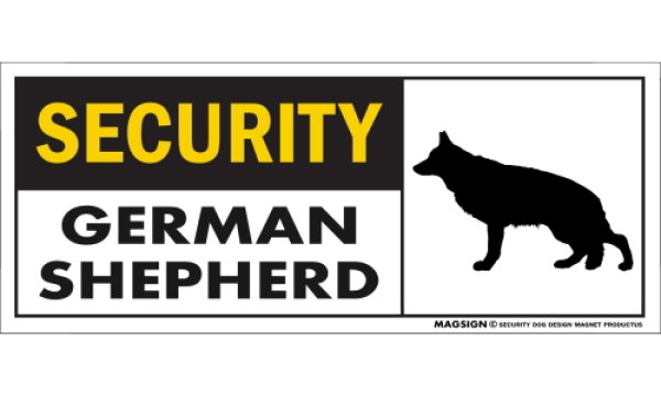 画像1: [MAGSIGN] ジャーマンシェパード セキュリティーマグネット＆ステッカー 英語 警備 防犯 SECURITY GERMAN SHEPHERD 対象:車(ドア/ガラス/ボディ)・屋外(玄関扉/窓ガラス/メールポスト) 日本製 (1)