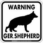 画像2: [MAGSIGN] WARNING GER. SHEPHERD マグネット＆ステッカー：ジャーマンシェパード(ホワイト/イエロー/オレンジ) 注意 英語 正方形 車＆屋外用(防水性/耐光性) 日本製 (2)