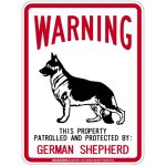 画像1: [MAGSIGN] GERMAN SHEPHERD 注意 英語 WARNING 警告/保護/警戒 車 屋外用 マグネット＆ステッカー 日本製：ジャーマンシェパード (1)