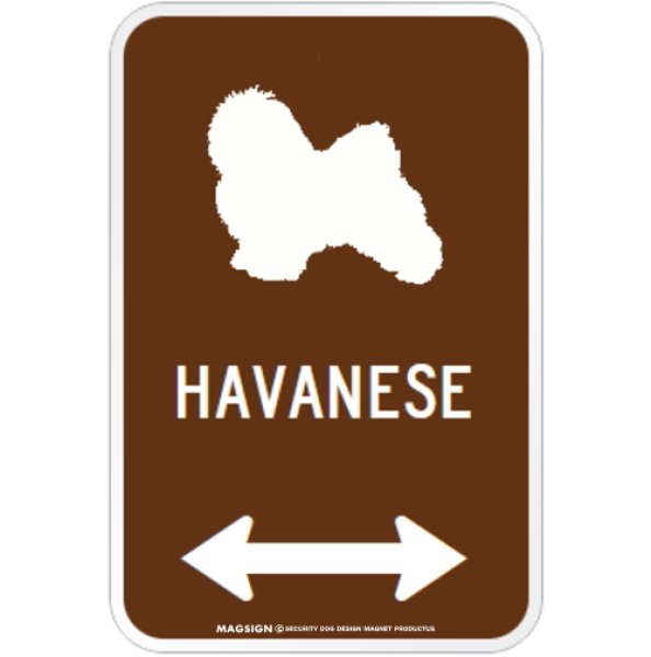 画像1: HAVANESE [MAGSIGN] シルエット＆矢印 アメリカン道路標識 英語犬種名 マグネット/ステッカー：ブラウン (1)