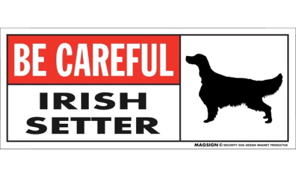 画像1: [MAGSIGN] アイリッシュセッター マグネット＆ステッカー (犬)気を付けて 英語 BE CAREFUL IRISH SETTER 対象:車(ドア/ガラス/ボディ)・屋外(玄関扉/窓ガラス/メールポスト) 日本製 (1)