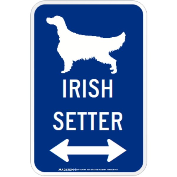 画像1: IRISH SETTER [MAGSIGN] シルエット＆矢印 アメリカン道路標識 英語犬種名 マグネット/ステッカー：ブルー (1)