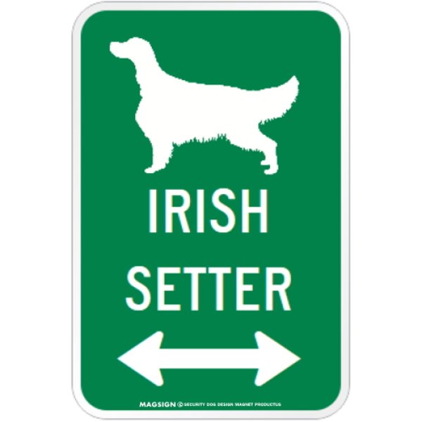 画像1: IRISH SETTER [MAGSIGN] シルエット＆矢印 アメリカン道路標識 英語犬種名 マグネット/ステッカー：グリーン (1)