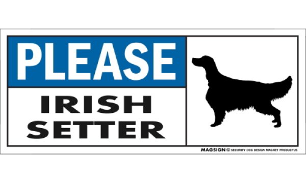 画像1: [MAGSIGN] アイリッシュセッター マグネット＆ステッカー 犬 英語 喜ばせる 満足させる PLEASE IRISH SETTER 対象:車(ドア/ガラス/ボディ)・屋外(玄関扉/窓ガラス/メールポスト) 日本製 (1)