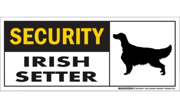 画像1: [MAGSIGN] アイリッシュセッター セキュリティーマグネット＆ステッカー 英語 警備 防犯 SECURITY IRISH SETTER 対象:車(ドア/ガラス/ボディ)・屋外(玄関扉/窓ガラス/メールポスト) 日本製 (1)