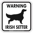 画像1: [MAGSIGN] WARNING IRISH SETTER マグネット＆ステッカー：アイリッシュセッター(ホワイト/イエロー/オレンジ) 注意 英語 正方形 車＆屋外用(防水性/耐光性) 日本製 (1)