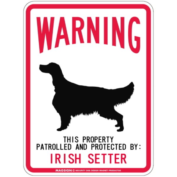 画像1: [MAGSIGN] IRISH SETTER 注意 英語 WARNING 警告/保護/警戒 車 屋外用 マグネット＆ステッカー 日本製：アイリッシュセッター (1)