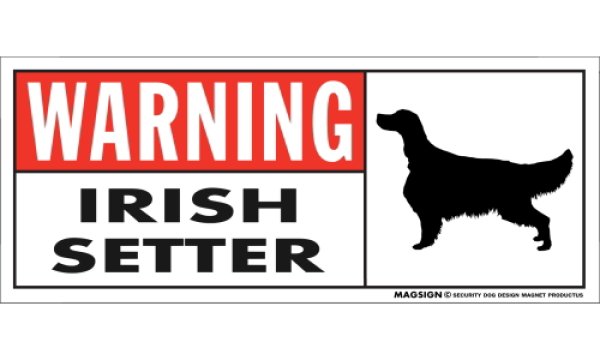 画像1: [MAGSIGN] アイリッシュセッター 注意マグネット＆ステッカー 英語 警戒/警告 WARNING IRISH SETTER 対象:車(ドア/ガラス/ボディ)・屋外(玄関扉/窓ガラス/メールポスト) 日本製 (1)