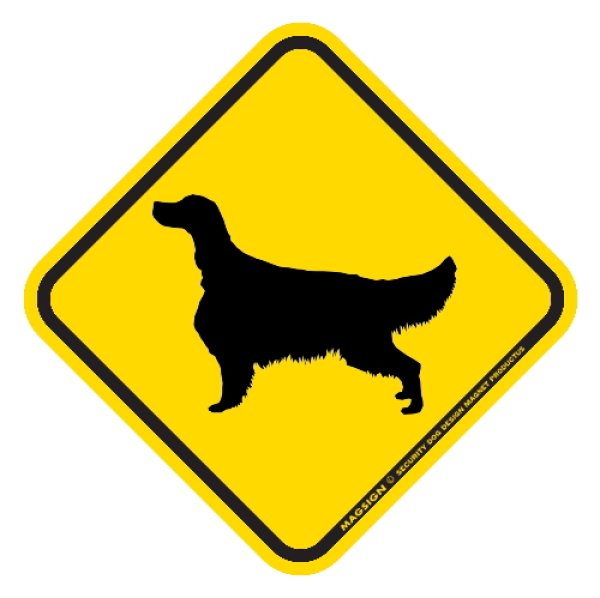 画像1: [MAGSIGN] 犬横断注意/犬飛び出し注意 マグネット＆ステッカー 黄色(イエロー) 車 屋外用(防水/耐水・耐光仕様) 日本製：アイリッシュセッター (1)