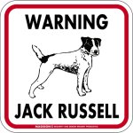 画像1: [MAGSIGN] WARNING JACK RUSSELL マグネット＆ステッカー：ジャックラッセル(ホワイト/イエロー/オレンジ) 注意 英語 正方形 車＆屋外用(防水性/耐光性) 日本製 (1)