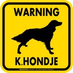 画像2: [MAGSIGN] WARNING K.HONDJE マグネット＆ステッカー：コーイケルホンディエ(ホワイト/イエロー/オレンジ) 注意 英語 正方形 車＆屋外用(防水性/耐光性) 日本製 (2)