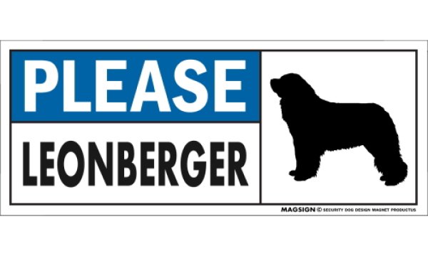 画像1: [MAGSIGN] レオンベルガー マグネット＆ステッカー 犬 英語 喜ばせる 満足させる PLEASE LEONBERGER 対象:車(ドア/ガラス/ボディ)・屋外(玄関扉/窓ガラス/メールポスト) 日本製 (1)