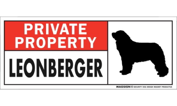 画像1: [MAGSIGN] レオンベルガー マグネット＆ステッカー 犬 英語 私的所有権・プライベート PRIVATE PROPERTY LEONBERGER 対象:車(ドア/ガラス/ボディ)・屋外(玄関扉/窓ガラス/メールポスト) 日本製 (1)